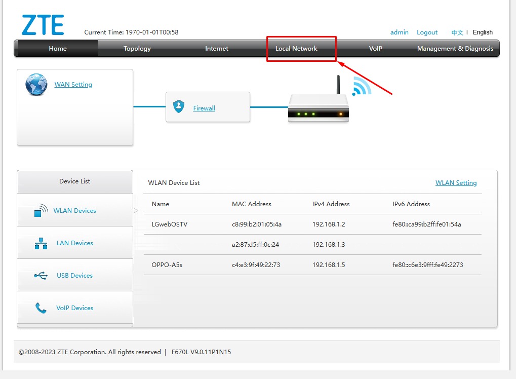 Langkah 5 - Masuk ke Local Network