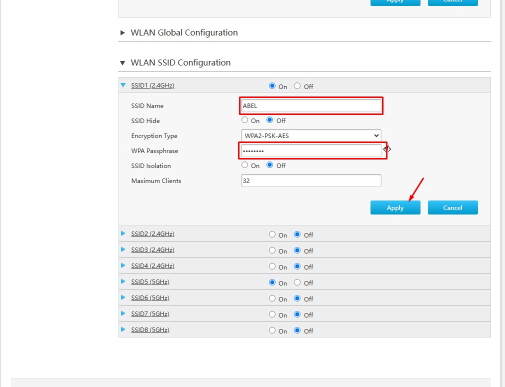 Langkah 8 - Ganti SSID dan Password